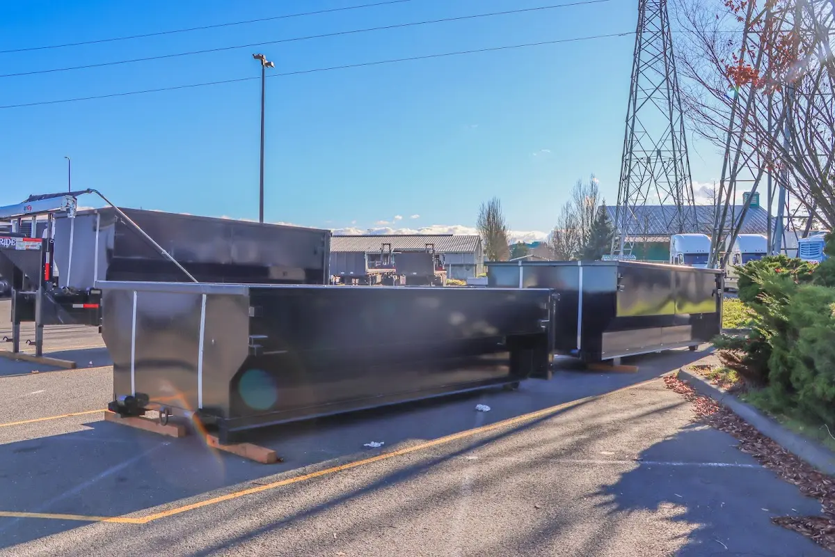 Roll-off dumpster ready for waste disposal at job site for Construction Dumpster Rental in Rockcreek